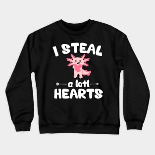 Axolotl Lover Funny Valentines Day Kawaii Anime Steal Hearts Crewneck Sweatshirt
